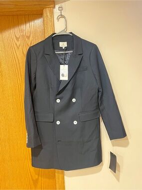 Tuckernuck Double-Breasted Navy Blazer Dress with White Buttons